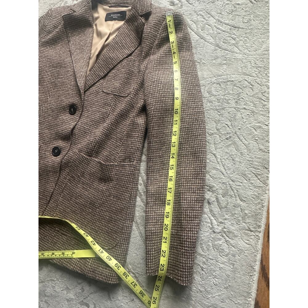 Max Mara Weekend Wool Blend Houndstooth Blazer Br… - image 6